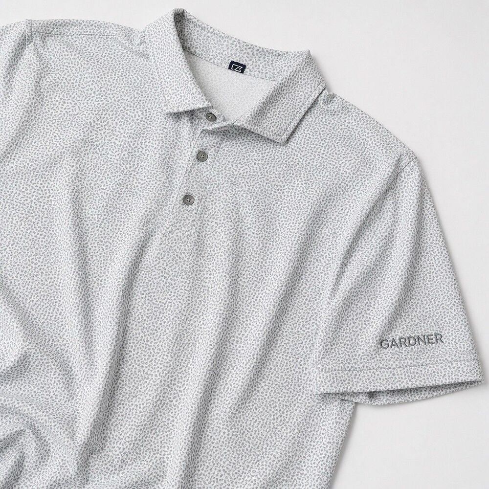 Cutter & Buck Virtue Gray Botanical Polo Men's Gardner Print XL Golf Performance
